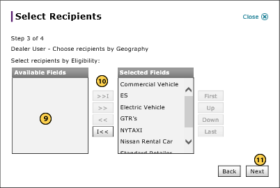 Select dealer users by geography, step 3 of 4.